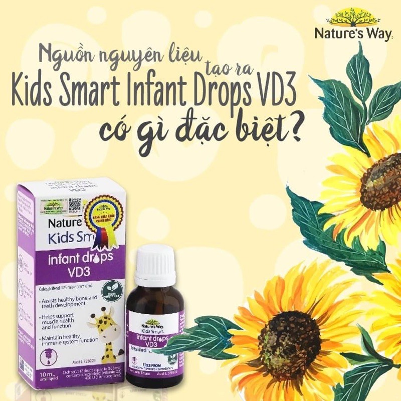 Vitamin D3 Nature's Way, tăng cường hệ miễn dịch, bổ sung vitamin cho bé