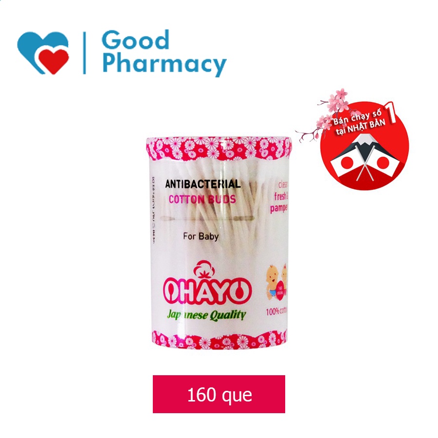 Tăm bông Ohayo thân giấy cho trẻ em 1 đầu xoắn 1 đầu tròn - Lọ 160 que