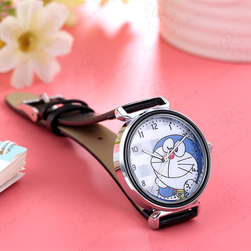 Đồng hồ thiết kế máy thạch anh có dây bằng da họa tiết Doraemon | BigBuy360 - bigbuy360.vn