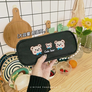 Korea ins wind cute embroidery pencil case cartoon girl heart large capacity pencil case multifunctional pencil case