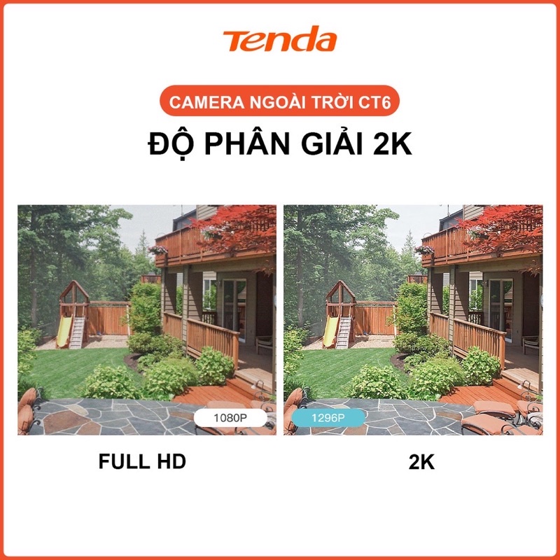 Camera Wifi Ngoài Trời Tenda CT6 Độ Phân Giải 2K, có màu ban đêm, chính hãng bảo hành 24 tháng