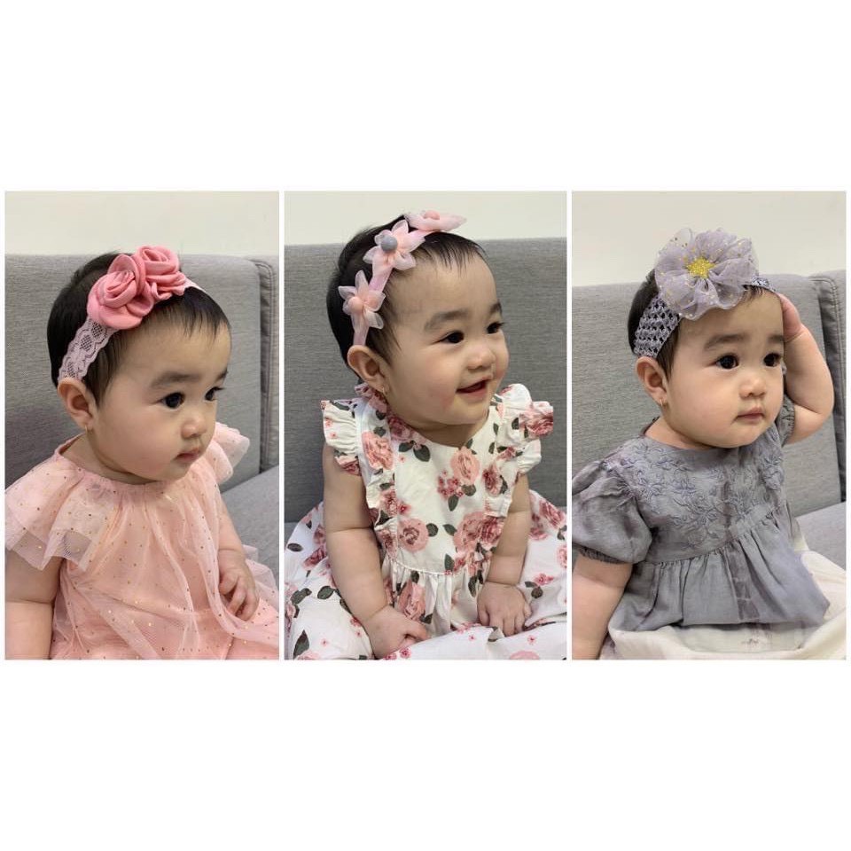 Set 3 băng đô trang trí tóc hình nơ, hoa, vương miện đáng yêu cho bé gái