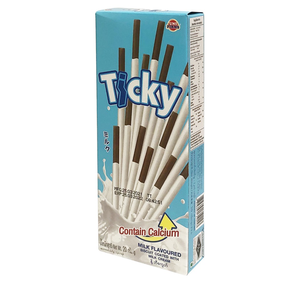 Bánh que kem sữa TICKY 20gr - màu xanh - bánh nhập khẩu Thái Lan - Ticky sticky milk