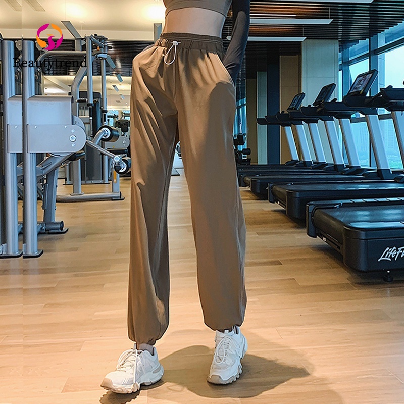 Quần thể thao ống rộng phối dây rút năng động hợp thời trang