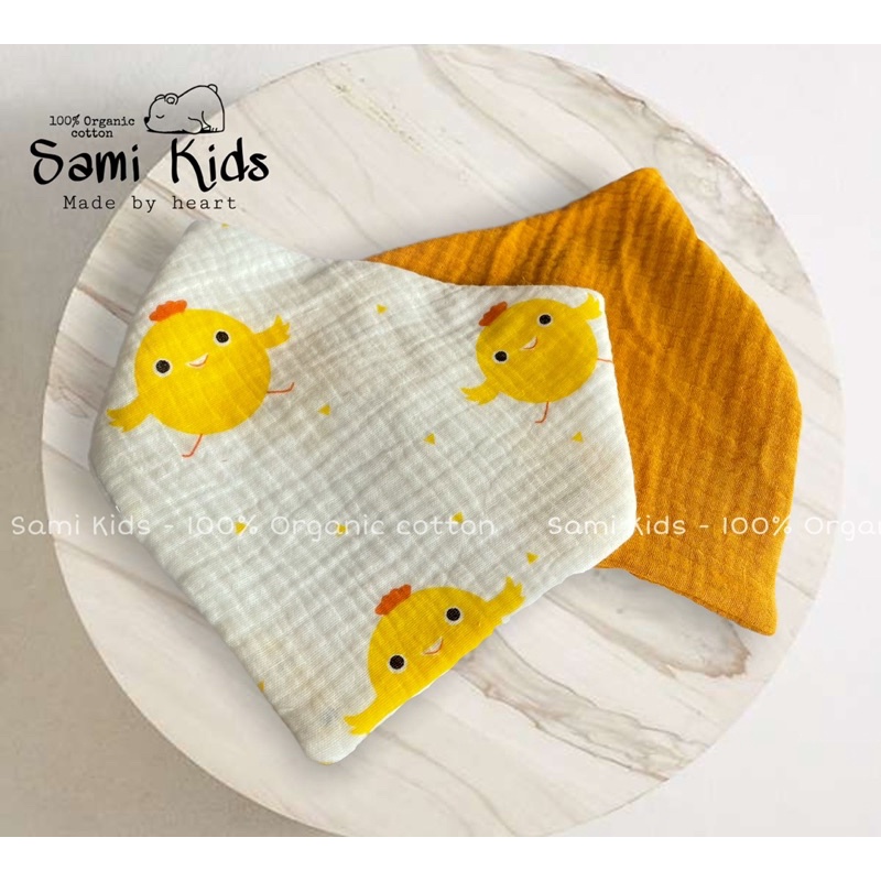 SET 2 YẾM XÔ MUSLIN thấm hút tốt, giữ ấm cổ bé 100% organic cotton