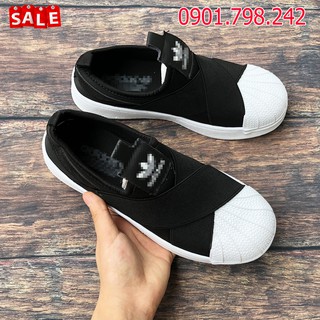 Giày thể thao mũi sò dây chéo đen trắng