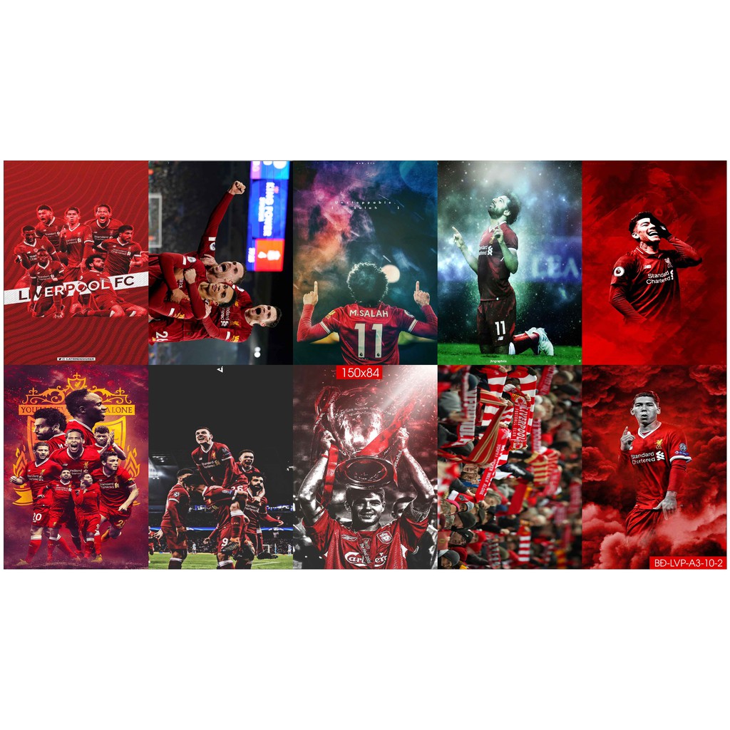 Combo Set 10 tờ Decal dán tường đội bóng Liverpool phiên bản mới