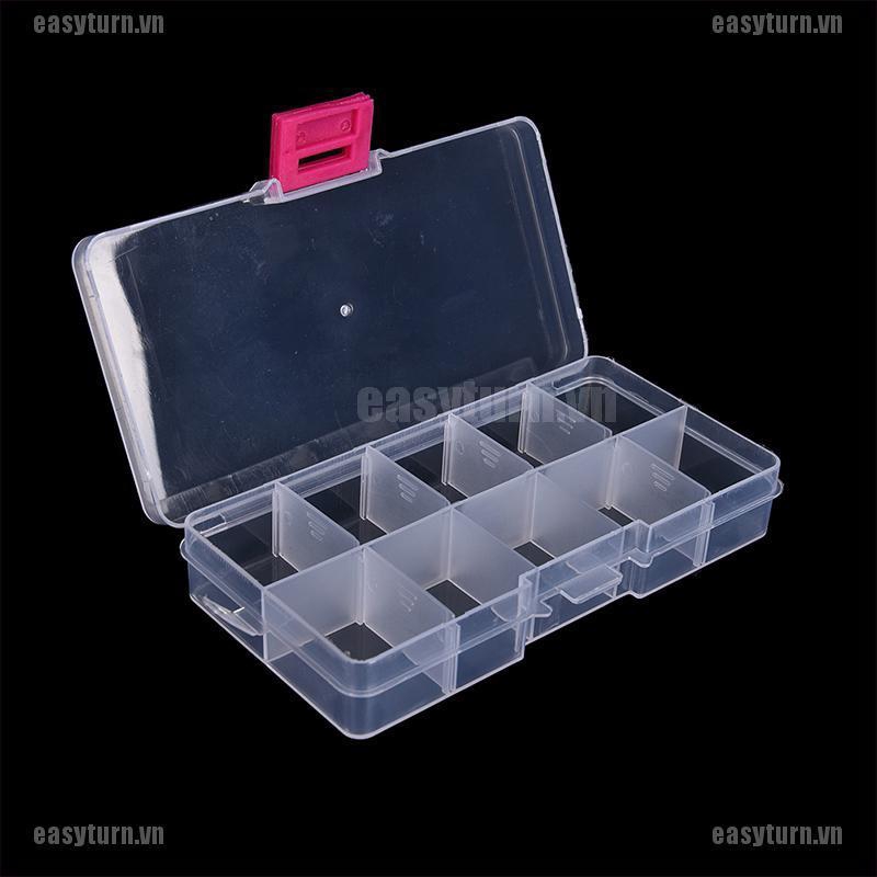 Hộp nhựa 10 ngăn trong suốt đựng trang sức tiện lợi