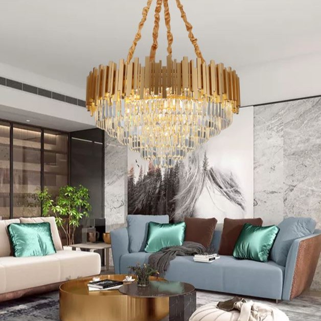Đèn thả mâm MONSKY ARET pha lê loại tròn D800 phong cách hiện đại, sang trọng - (106).