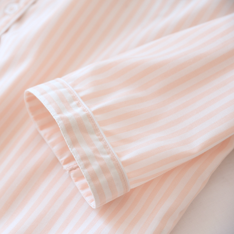 Bộ Đồ Ngủ Vải Cotton Kẻ Sọc Kiểu Nhật Bản Dễ Thương Cho Các Cặp Đôi