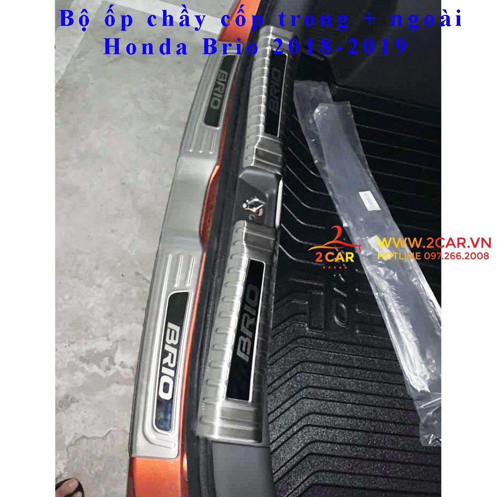 Ốp chống trầy cốp trong + ngoài xe Honda Brio 2018-2019, inox