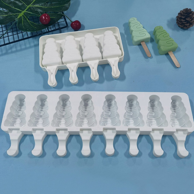 Khuôn Làm Kem Que 4 / 8 Ngăn Hình Cây Thông Giáng Sinh