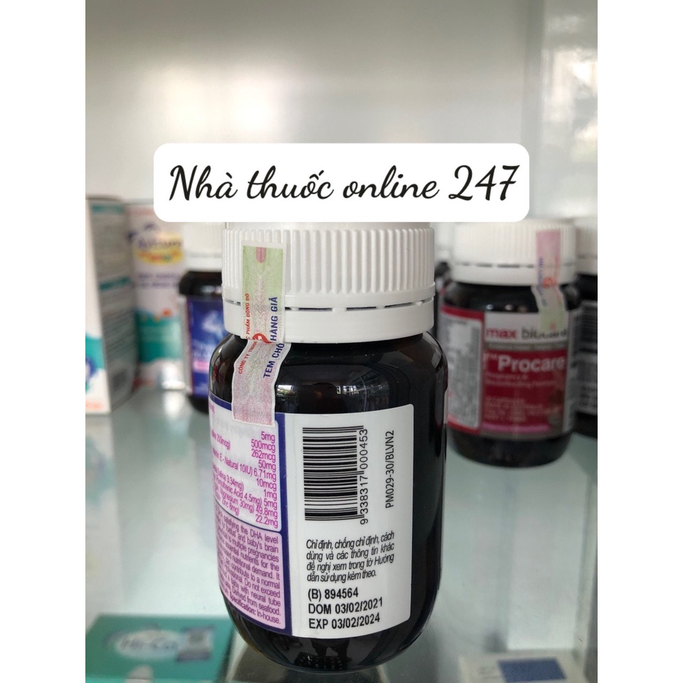 PM Procare Diamond lọ 30 viên Bổ sung đầy đủ vitamin cho mẹ bầu, cho một thai kỳ khỏe mạnh hạnh phúc vuông tròn