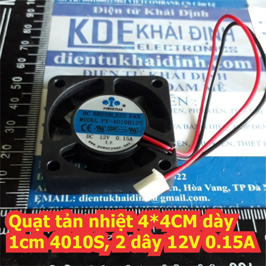 2 cái Quạt tản nhiệt nhỏ 4*4CM dày 1cm 4010S loại 2 dây / 3 dây 12V 0.15A kde2831