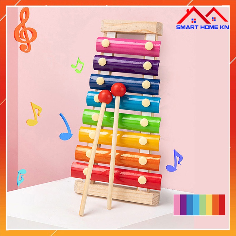 Đồ chơi âm nhạc cho bé đàn gõ 8 thanh xylophone đàn gỗ nhiều màu 8 quãng