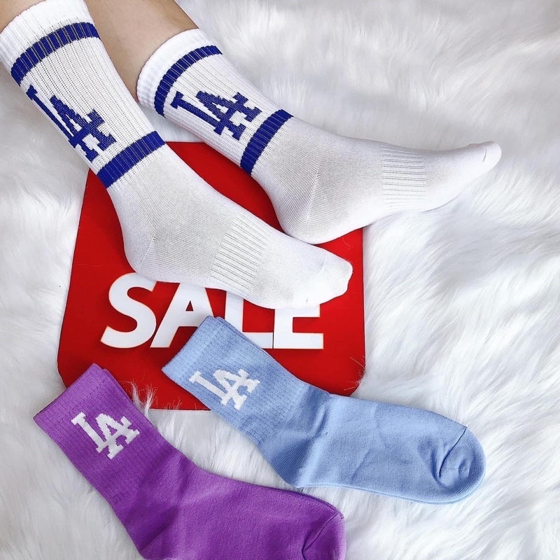 Tất thể thao MLB cao cổ hot trend hàng xuất dư chất liệu 100% cotton thấm hút mồ hôi