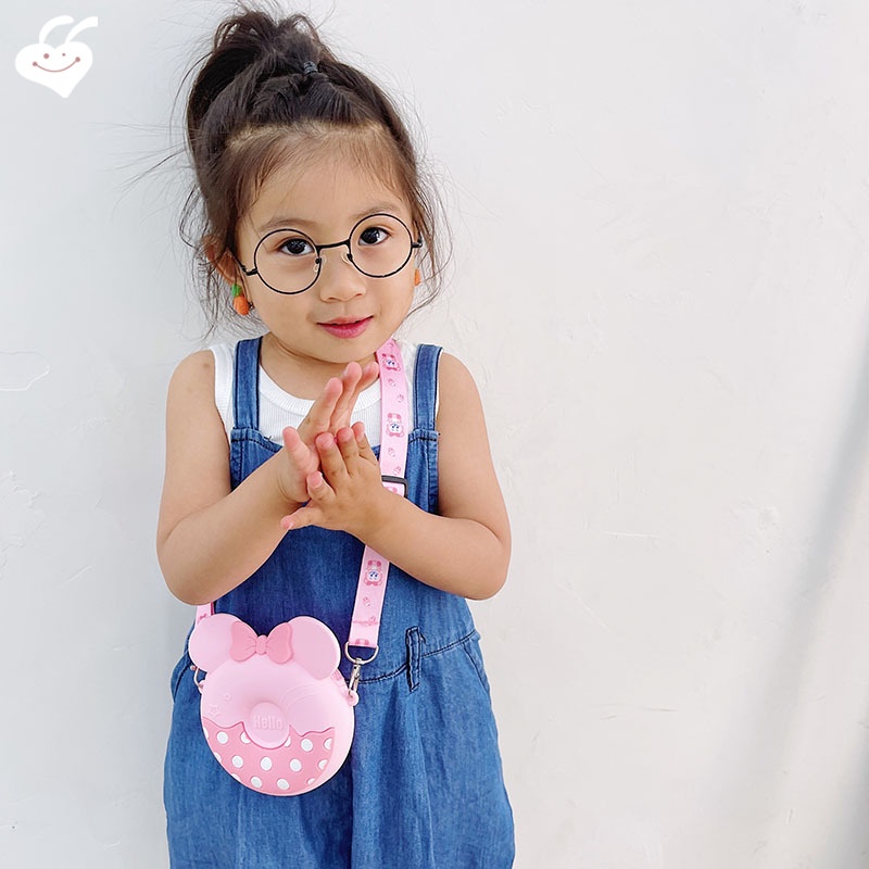 Túi Đeo Chéo Silicon Mini Đa Năng In Họa Tiết Hoạt Hình Dễ Thương Dành Cho Nữ