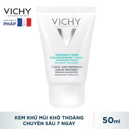 Kem khử mùi dưới cánh tay Vichy 7 Days Anti-perspirant Cream Treatment Intensive Perspiration 30ml khô thoáng chuyên sâu