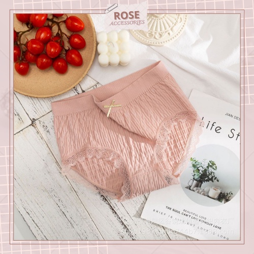 Quần lót cotton nhăn viền ren gợi cảm mềm mại kháng khuẩn Rose Accessories QL08