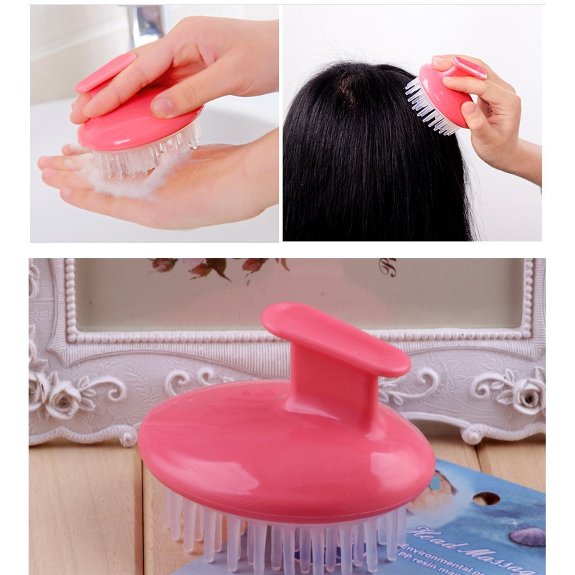 Lược gội đầu và massage da đầu, lược silicon mềm êm KT: 8.5x7.5cm