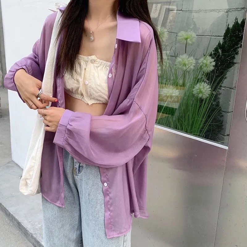 Áo khoác mỏng sexy tay dài nhiều màu hàn quốc