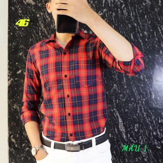 Áo sơ mi nam dài tay caro vải nỉ cotton MFM493