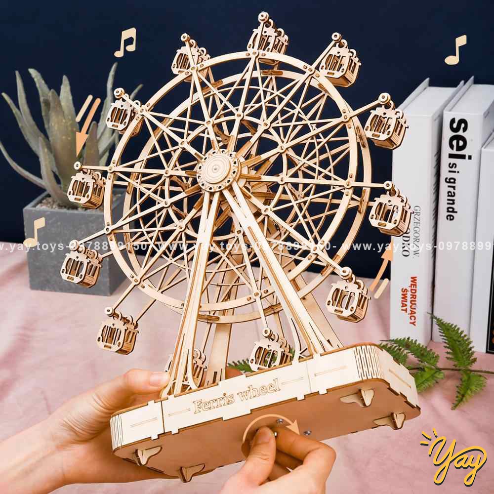 [BẢN XUẤT KHẨU TIẾNG ANH] Hộp nhạc gỗ DIY - Ferris Wheel Khổng Lồ Robotime