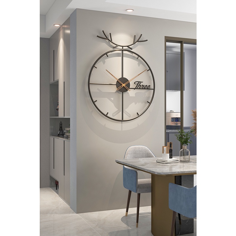 Đồng Hồ Treo Tường Hình Đầu Hươu Tròn Thiết Kế Đơn Giản Sáng Tạo Phong Cách Bắc Âu
