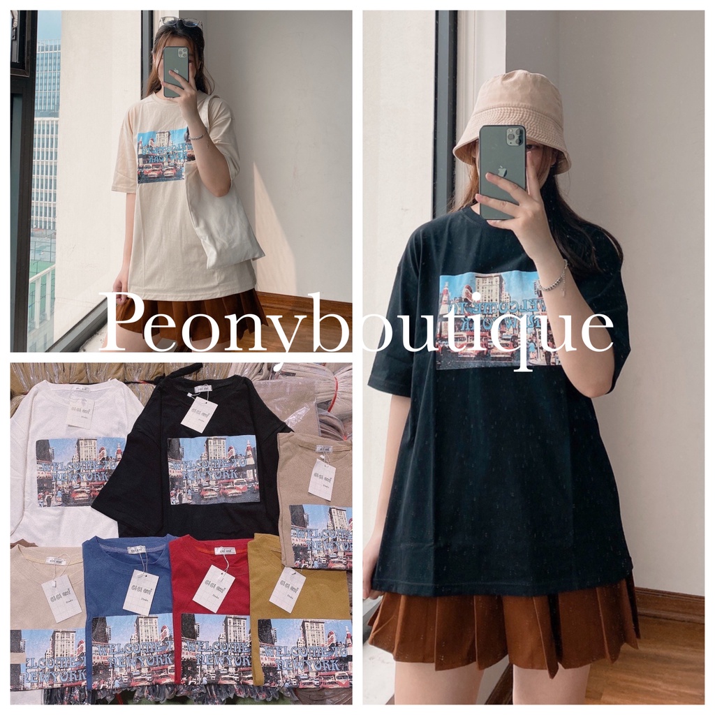 Áo Thun 3158 Welcome NY PEONYB Unisex [FREESHIP]  Phông form rộng tay lỡ in hình vintage, pull hàn quốc Ulzzang