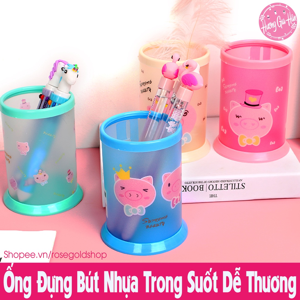 Ống Đựng Bút, Hộp Đựng Bút Lắp Ghép Để Bàn Nhựa Trong Suốt Dễ Thương