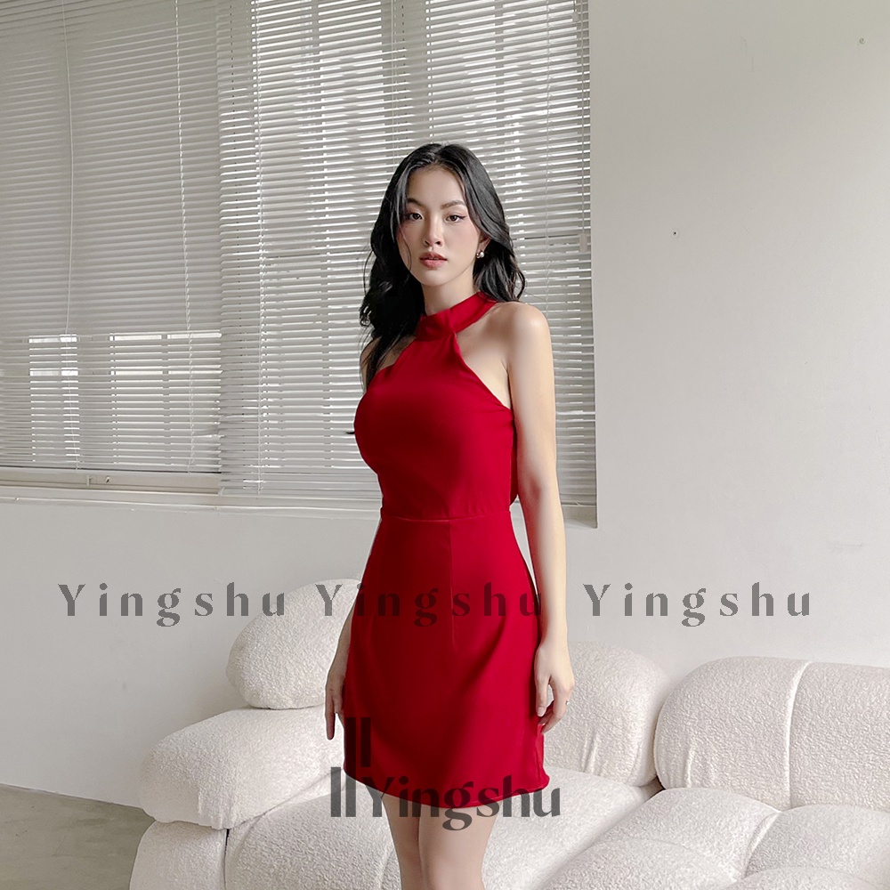 Jumpsuit đi tiệc thiết kế cổ yếm, chéo lưng sang chảnh