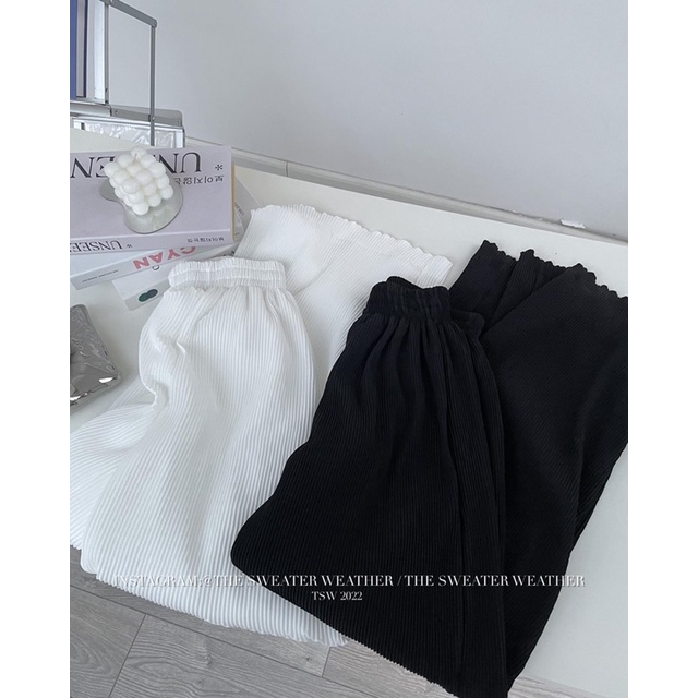 [ẢNH THẬT/VIDEO] Quần ống rộng lượn sóng thiết kế dập ly hai lớp đứng dáng Quần ống đứng cạp cao xếp xòe Xinh Xắn