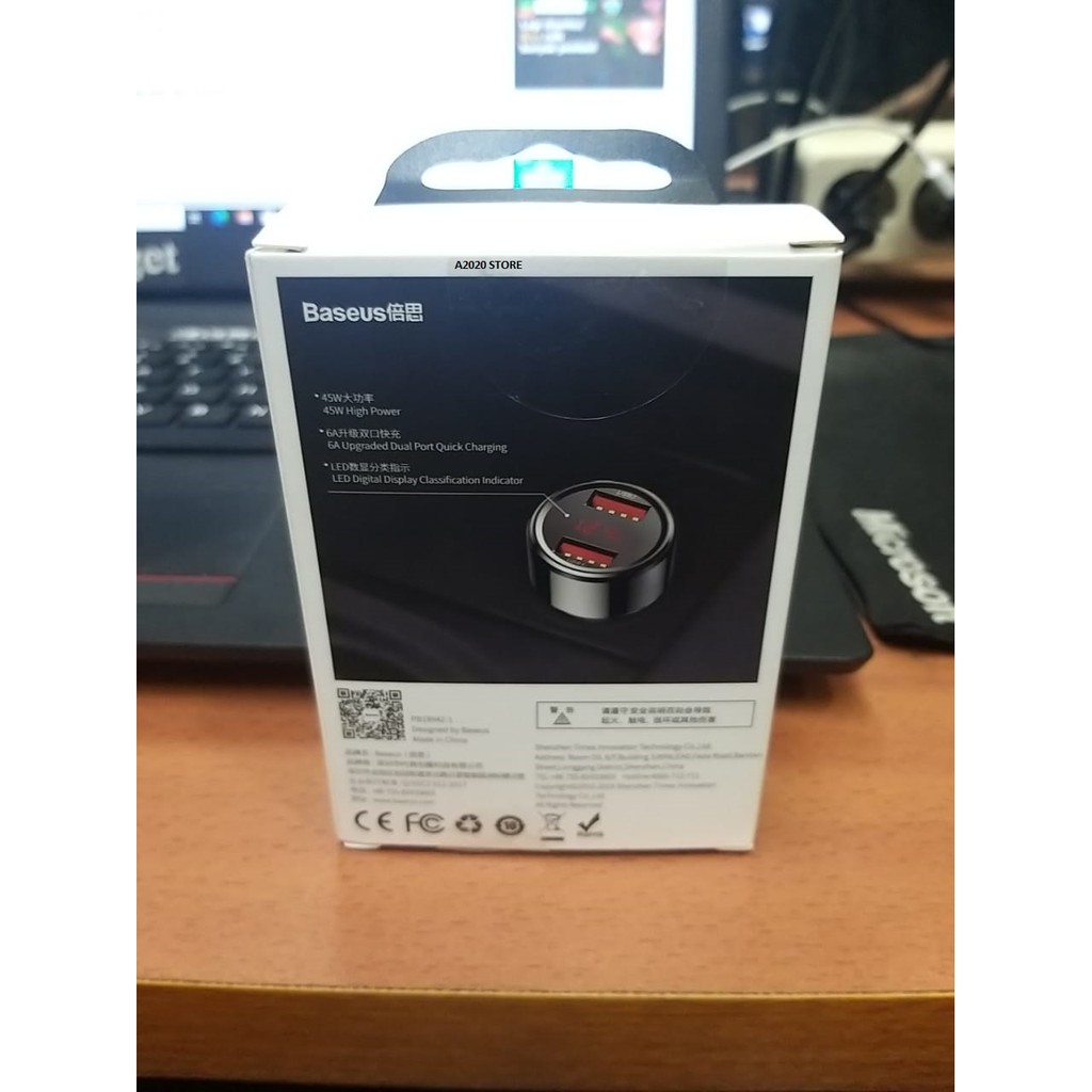 CHÍNH HÃNGBaseus trên ô tô Củ cốc Tẩu Sạc nhanh Hai Cổng Usb 45w Ccmlc20A-01 Xe Hơi ip 12 11 Xiaomi Samsung QC 4.0 3.0