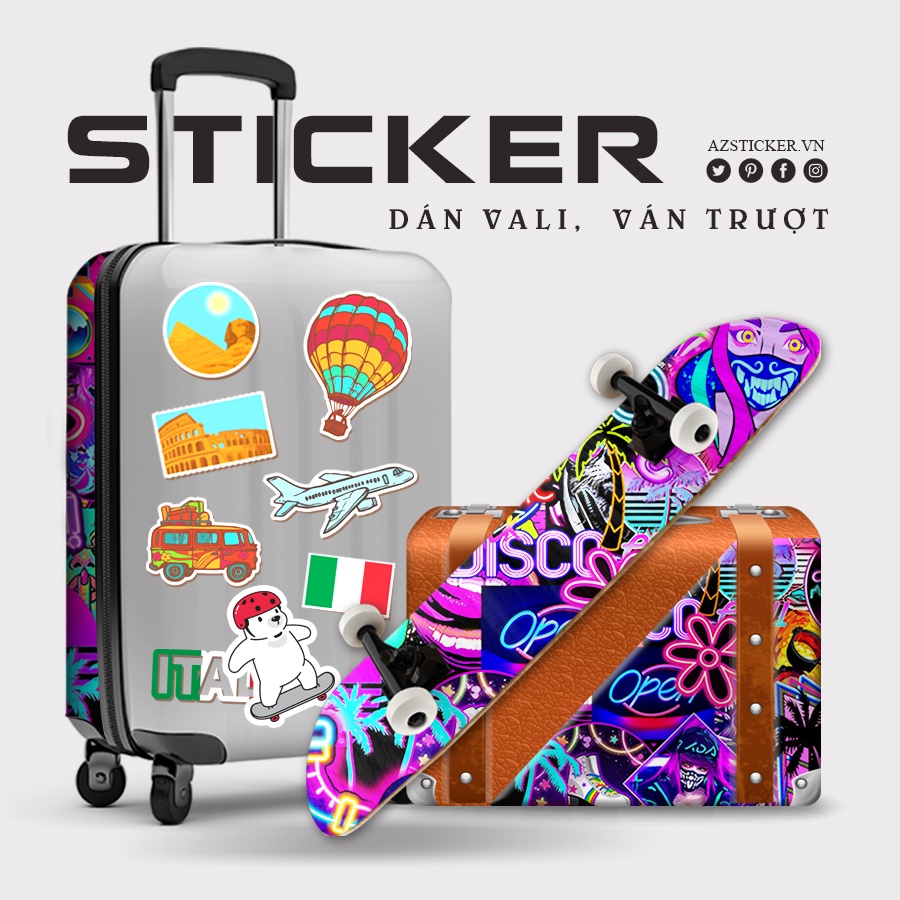 Set Sticker Neon | Dán Nón Bảo Hiêm, Điện Thoại, Laptop, Bình Nước , Vali...Chống Nước, Chống Bay Màu..