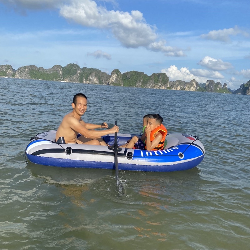 Thuyền Hơi Du Lịch, Xuồng Phao Chính Hãng Intime 400 Có Mái Chèo 4-5 người (TẶNG BƠM)