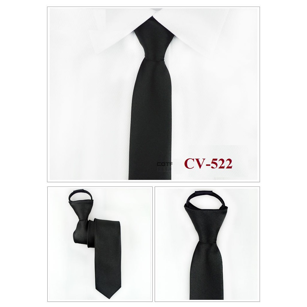 Cà vạt nam thắt sẵn giá rẻ lụa phi bóng bản nhỏ 5cm, Cravat phong cách Hàn Quốc - AdamZone