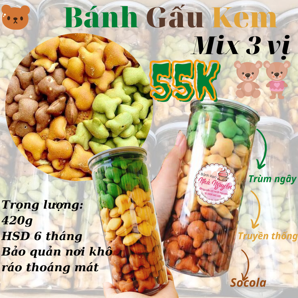 BÁNH GẤU KEM MIX 3 VỊ