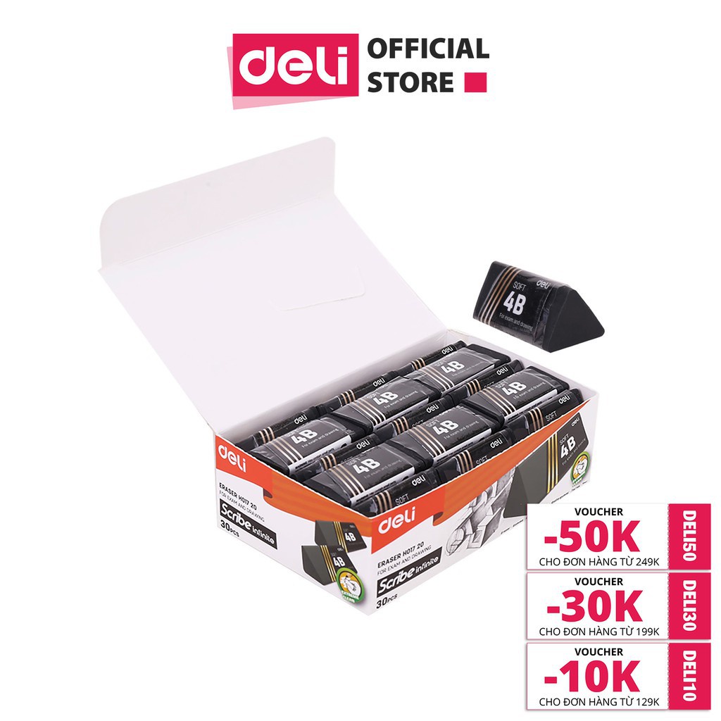 Tẩy 2B Deli, 40×19×19mm, Đen - EH01720
