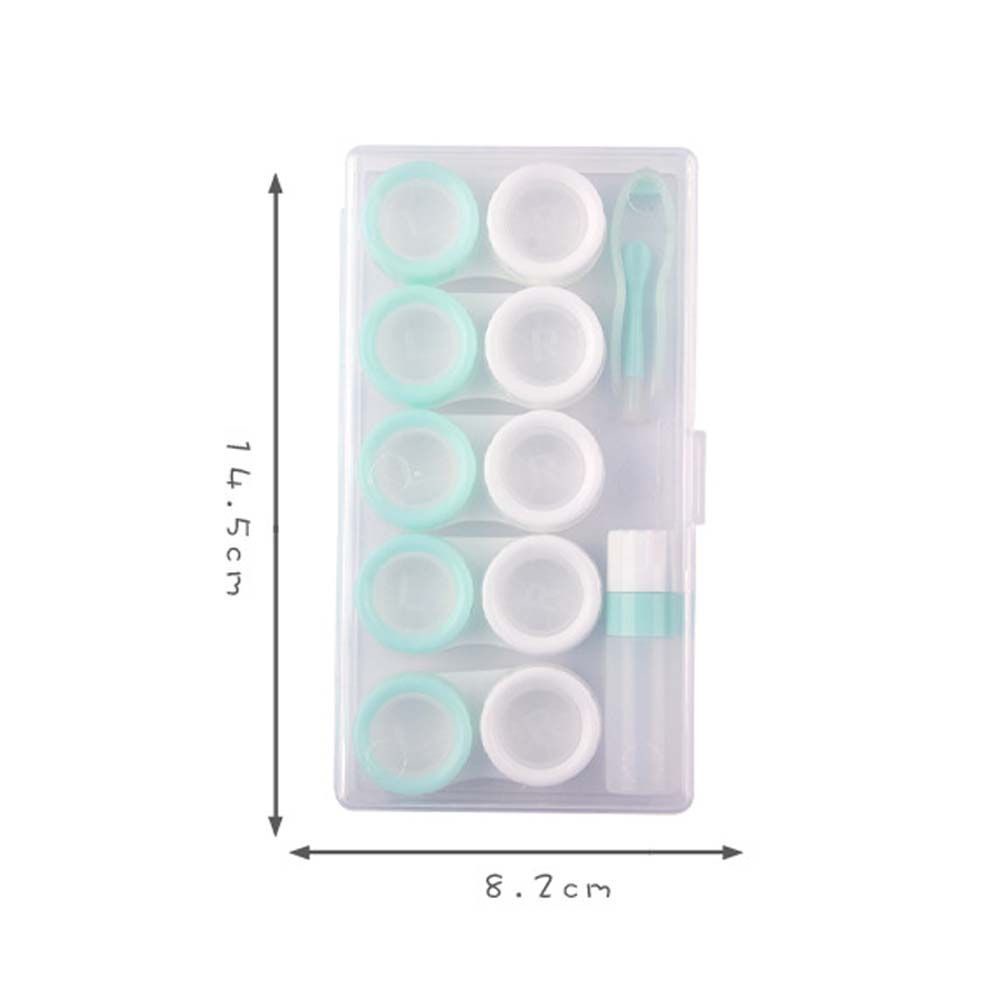 [Hàng mới về] Set 5 cặp hộp bọc kính áp tròng trong suốt hình chữ nhật thiết kế nhỏ gọn kèm nhíp nhiều màu cho nữ