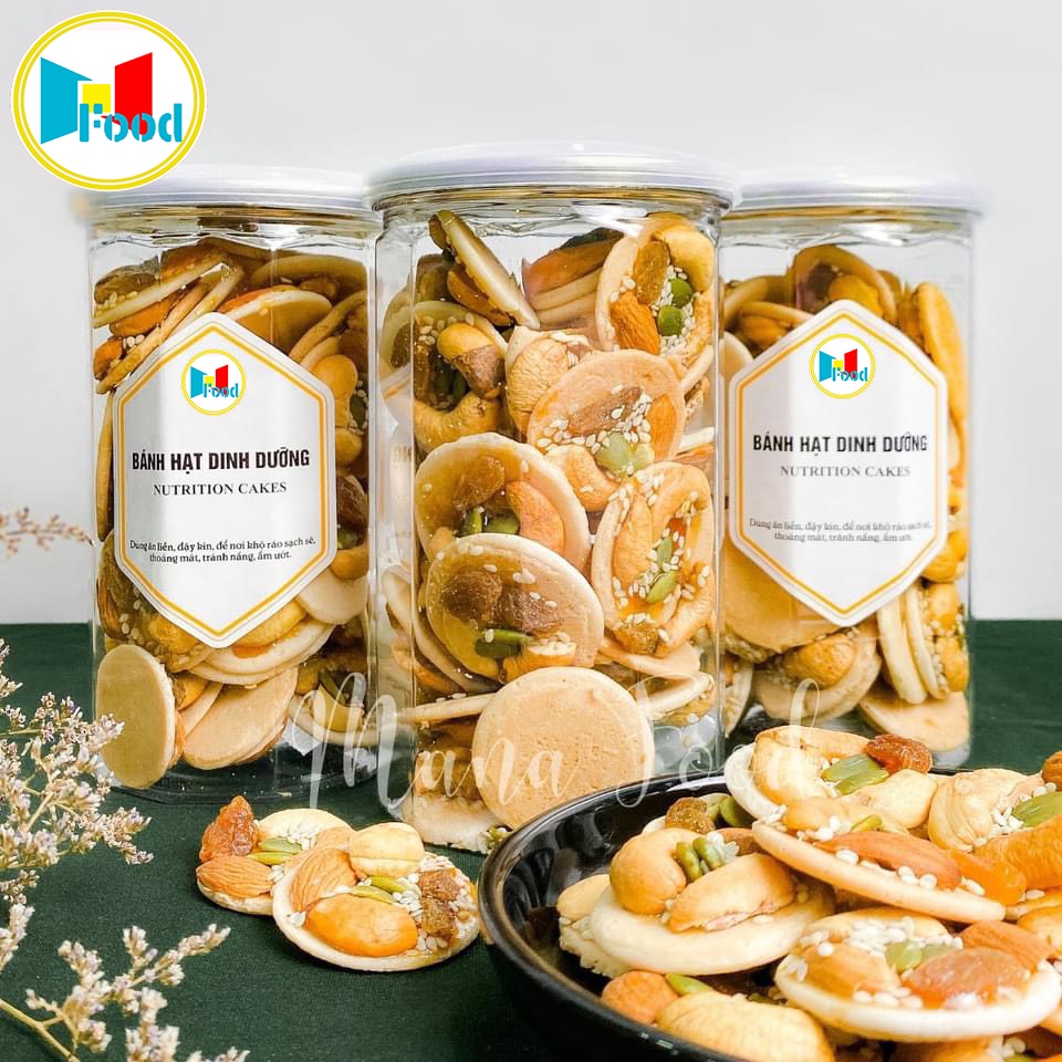 [ HCM ] Lon 400G Bánh Đồng Tiền Hạt Điều Trái Cây Và Hạt - bánh hạt dinh dưỡng