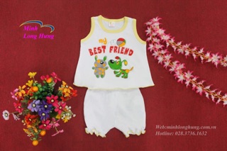 Bộ bé gái sát nách 100% cotton (4-15kg)