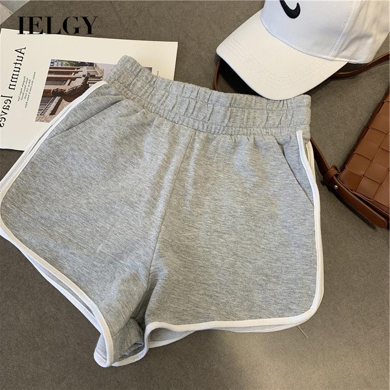 Quần đùi thể thao IELGY dáng chữ A viền sọc trắng dễ phối đồ thời trang cổ điển cho nữ