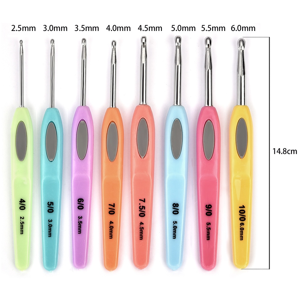 8pcs đầy màu sắc trộn kích thước 2.5mm - 6mm Crochet dệt sợi quá trình dệt kim nhựa xử lý dệt crochet công cụ