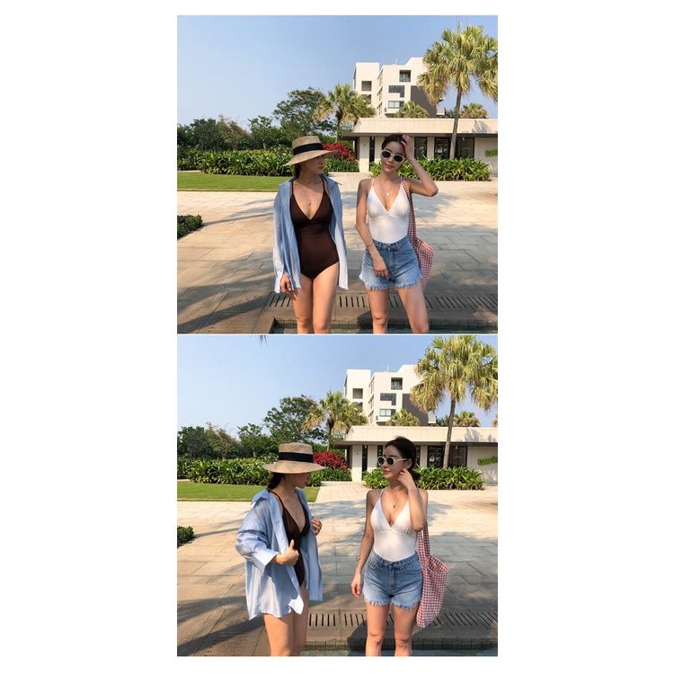 Đồ Bơi Một Mảnh Màu Trơn Phong Cách Hàn Quốc Quyến Rũ Thời Trang 2022