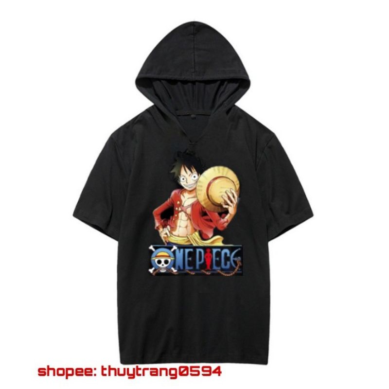 Áo Hoodie Tay Lửng One Piece - Đảo Hải Tặc, Áo Thun Monkey D.Luffy