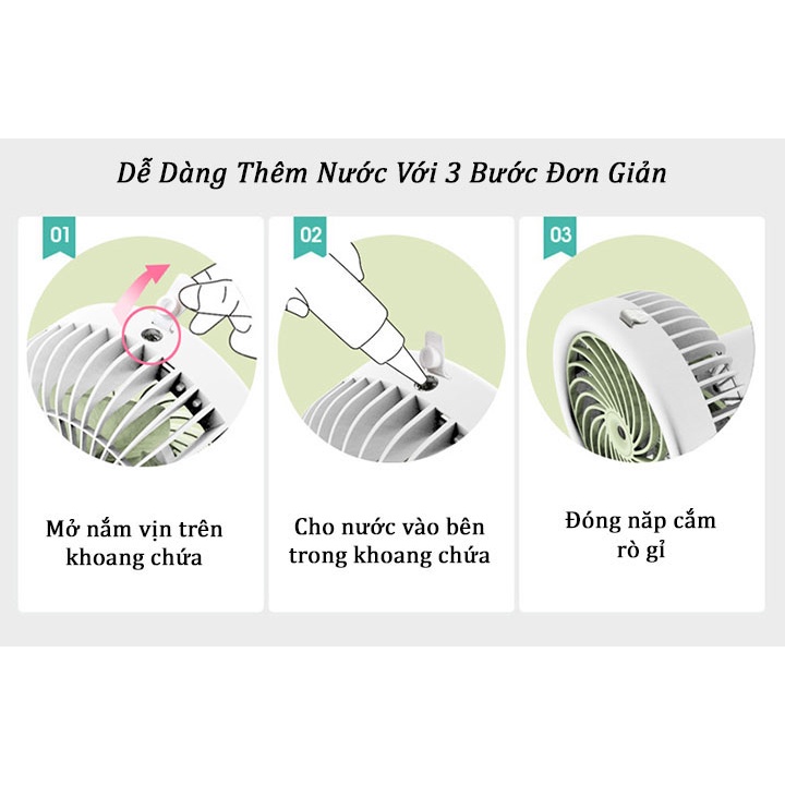 Quạt phun sương mi ni tích điện kẹp bàn có 2 chế độ quạt hàng loại 1 chất lượng cao. Thuong Trademark