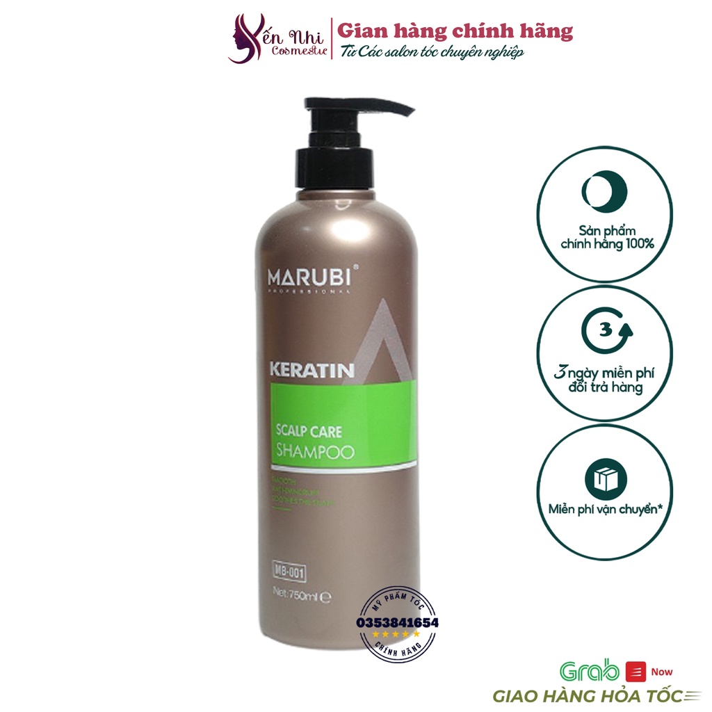 Lẻ Dầu gội đầu keratin Marubi cặp dầu gội xả phục hồi hư tổn giảm rụng tóc 750ml chính hãng, Mỹ phẩm tóc yến nhi