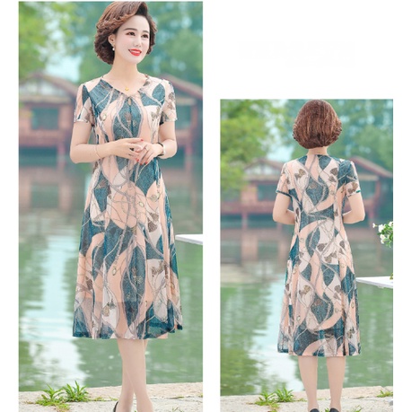 Váy trung niên nữ đẹp V81 - Áo đầm thời trang chất voan cao cấp cho mẹ, bà, người trung tuổi cao cấp, sang trọng Bigsize