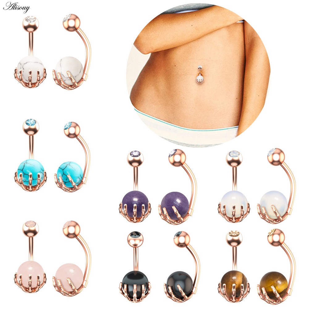 Alisouy 1 Khuyên Rốn 14g Bằng Thép Đính Đá zircon Hình Móng Vuốt Cho Nữ
