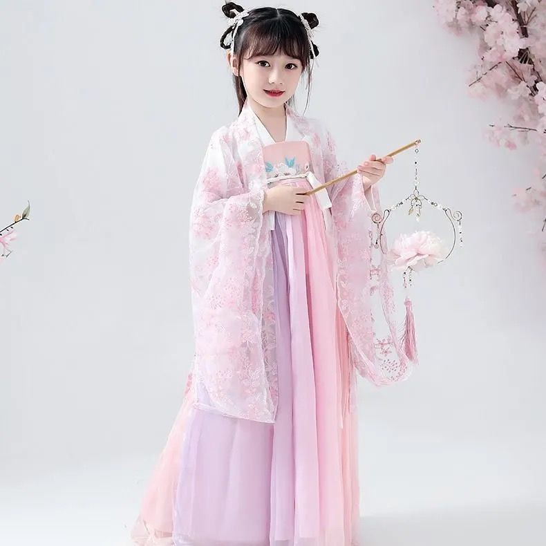 váy trẻ emváy dài◙Trẻ em Trang phục Hanfu Nữ Tiên Phong cách Trung Quốc cổ đại Học sinh tích Áo lót chảy Spring